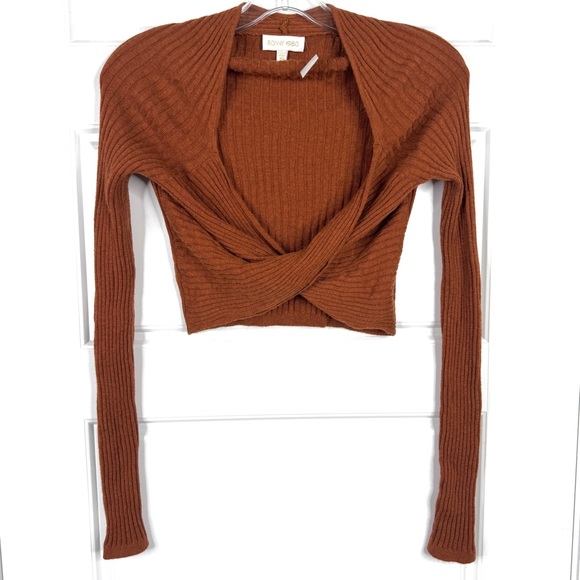 RONNY KOBO Jannetta NEW Rib Knit Crop Top Size XS Clove NEW